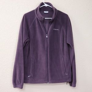 Columbia Fleece Jacket Zip Pockets Plum Purple XL